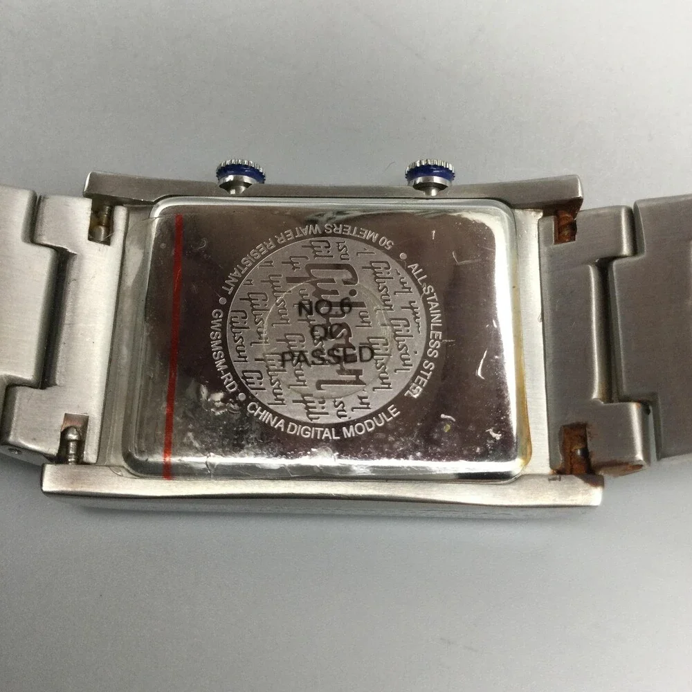 Gibson Digital Unisex Watch 28mm Silver Tone Stainless New Battery 8.25